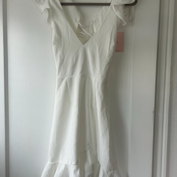 Hello Molly Take the Reign Dress Ruffled Flare Criss Cross Back Dress M - Picture 7 of 8